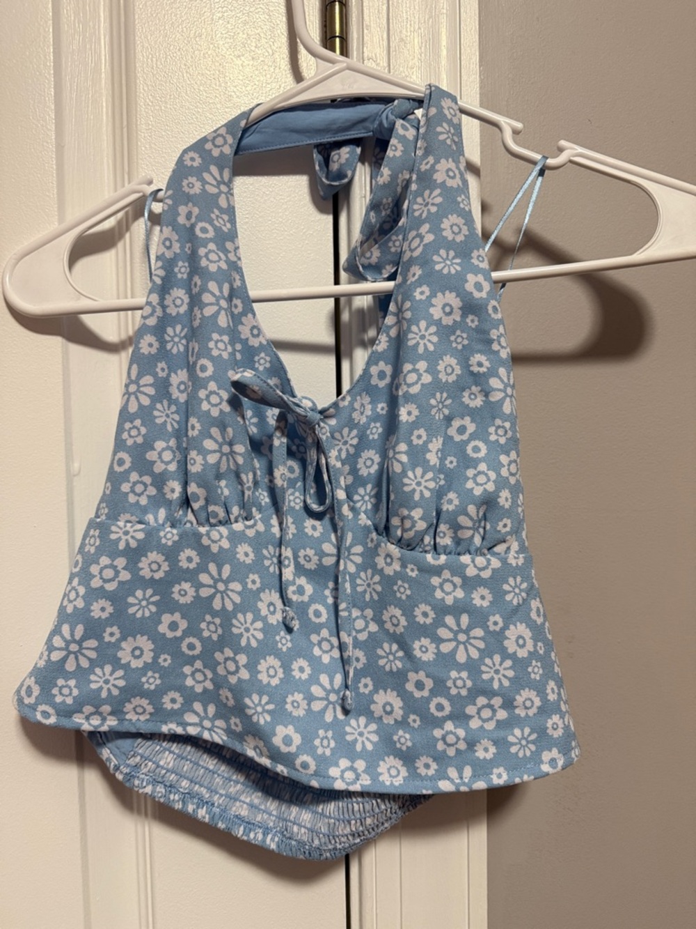 Hollister Light Blue Daisy Halter Crop Top